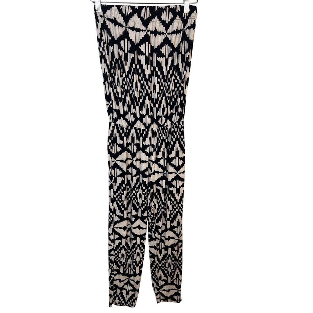 VINTAGE HAVANA strapless boho jumpsuit Black & Beige Geometric Style Size XSβ
